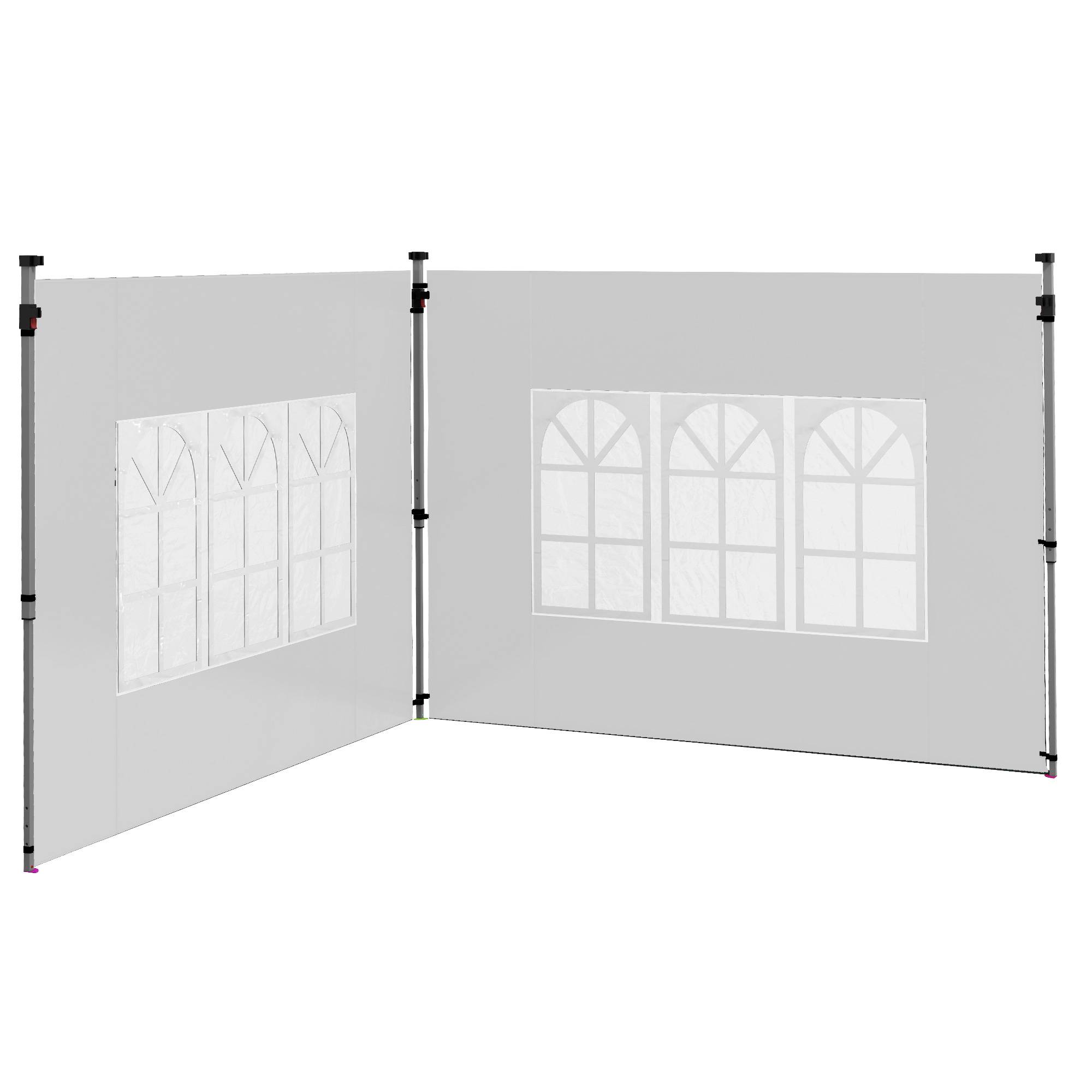 Outsunny - Lot 2 parois latérales tonnelle 3x3m/3x4m 295x195cm panneau pavillon fenêtre tissu oxford blanc - Outsunny - Image 5