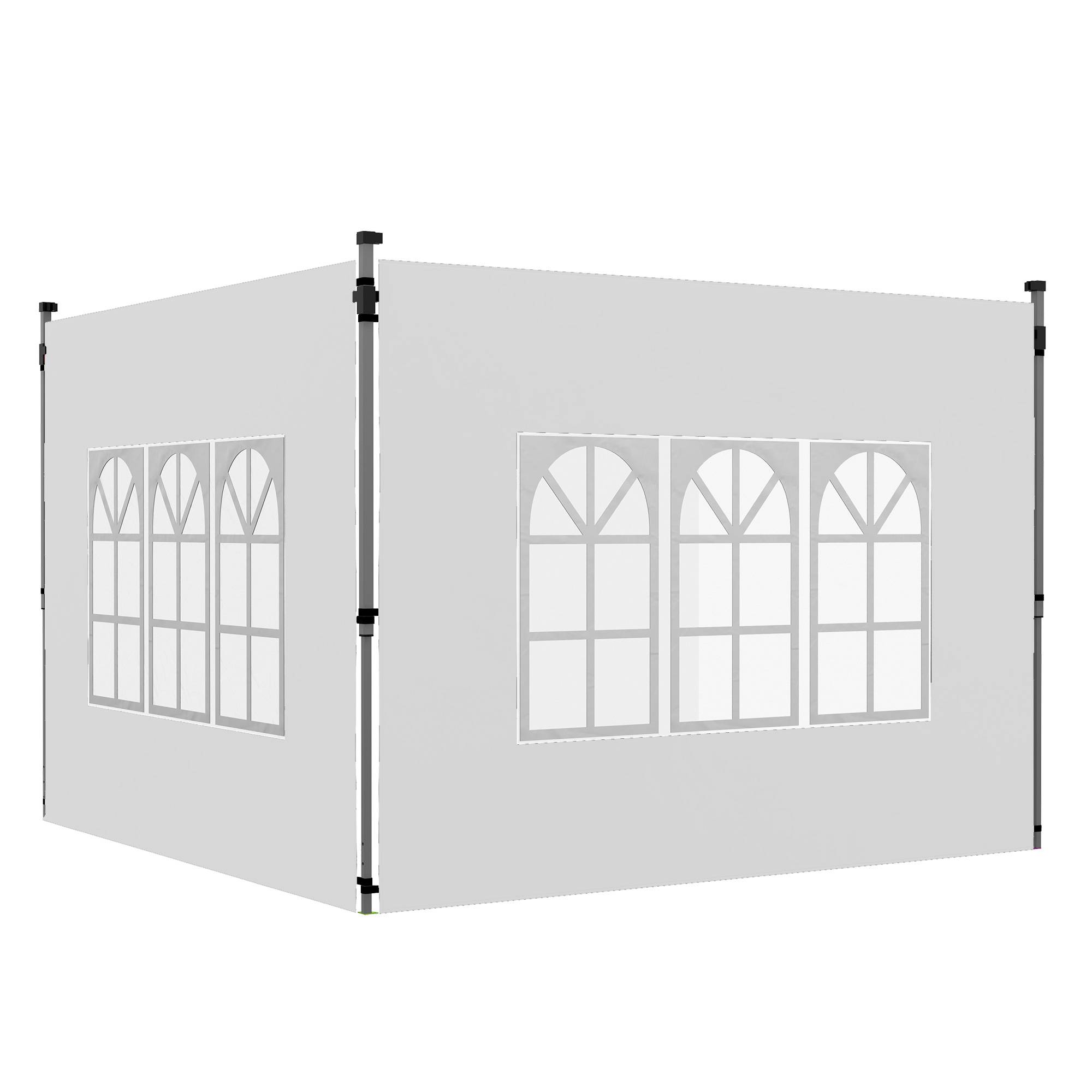 Outsunny - Lot 2 parois latérales tonnelle 3x3m/3x4m 295x195cm panneau pavillon fenêtre tissu oxford blanc - Outsunny - Image 1