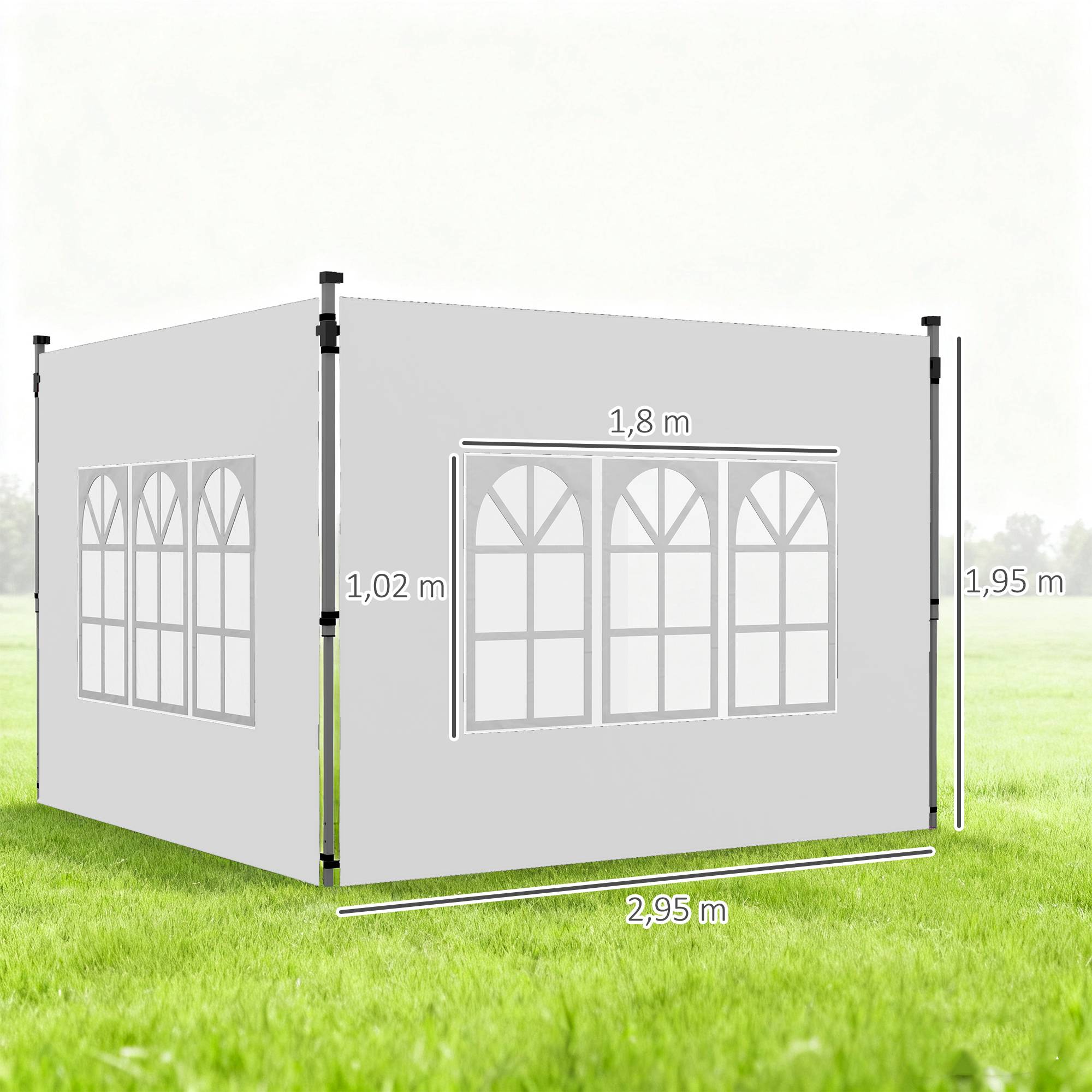 Outsunny - Lot 2 parois latérales tonnelle 3x3m/3x4m 295x195cm panneau pavillon fenêtre tissu oxford blanc - Outsunny - Image 3