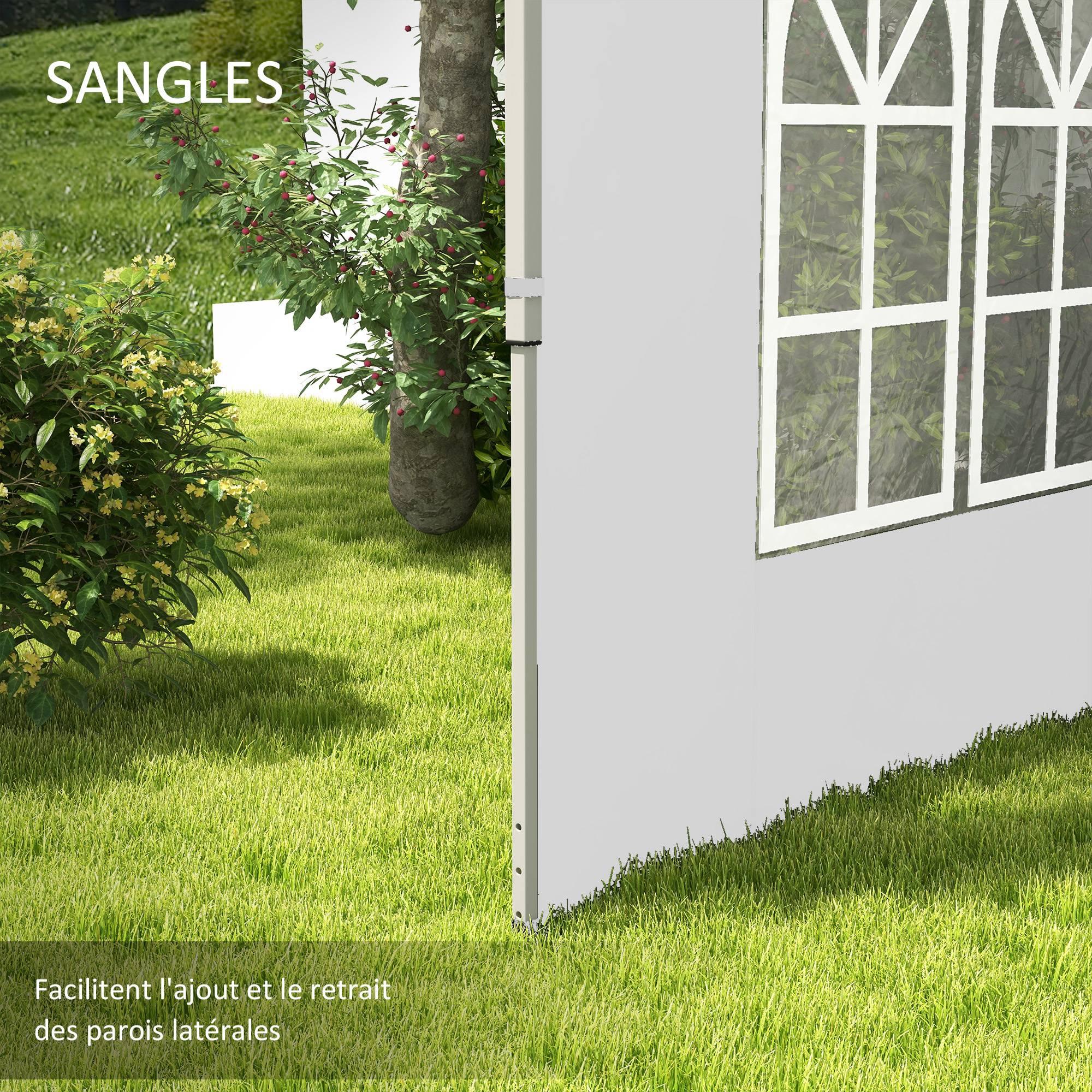 Outsunny - Lot 2 parois latérales tonnelle 3x3m/3x4m 295x195cm panneau pavillon fenêtre tissu oxford blanc - Outsunny - Image 7