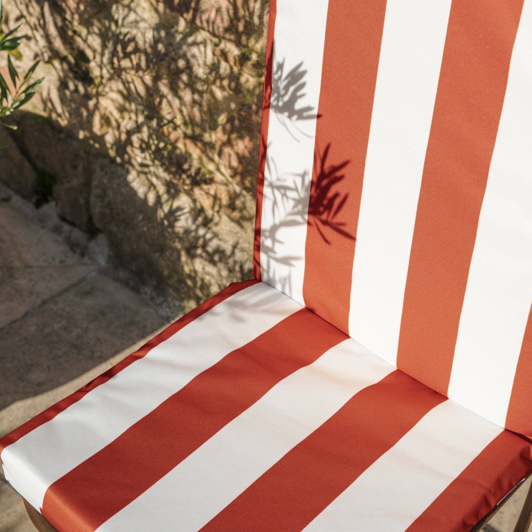 Home Maison - Coussin de fauteuil assise et dossier imperméable  à rayures ARCACHON - HOME MAISON - Polyester - Terracotta - Image 4