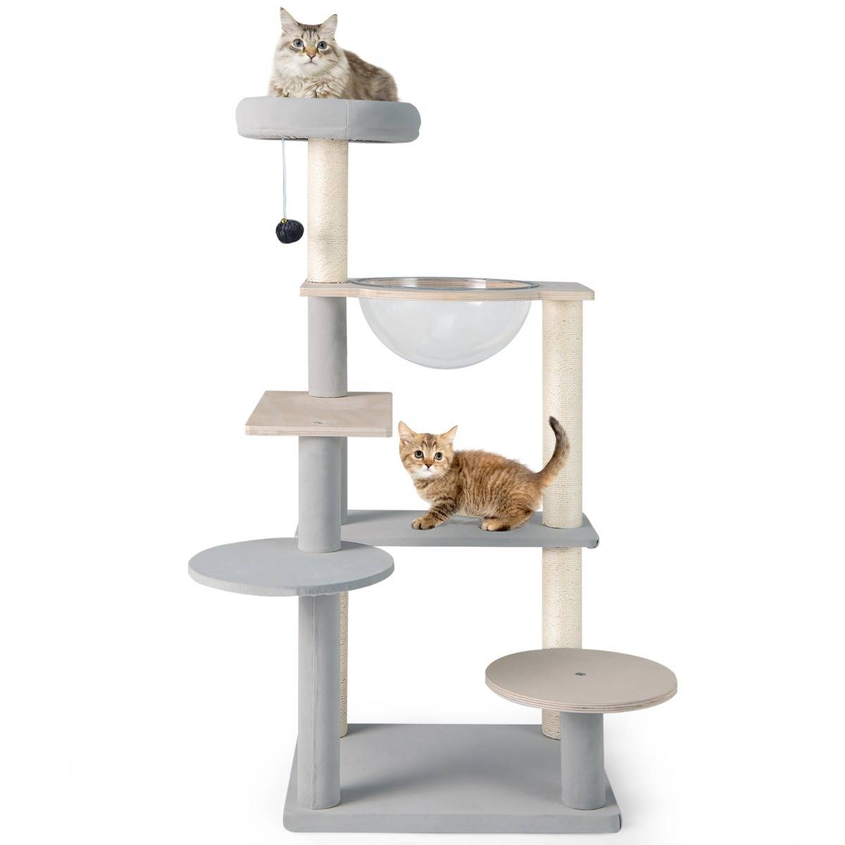 Arbre à Chat Moderne Tour pour Chat Multi-Niveaux de 113cm Perchoir Supérieur Rembourré Amovible - Image 1