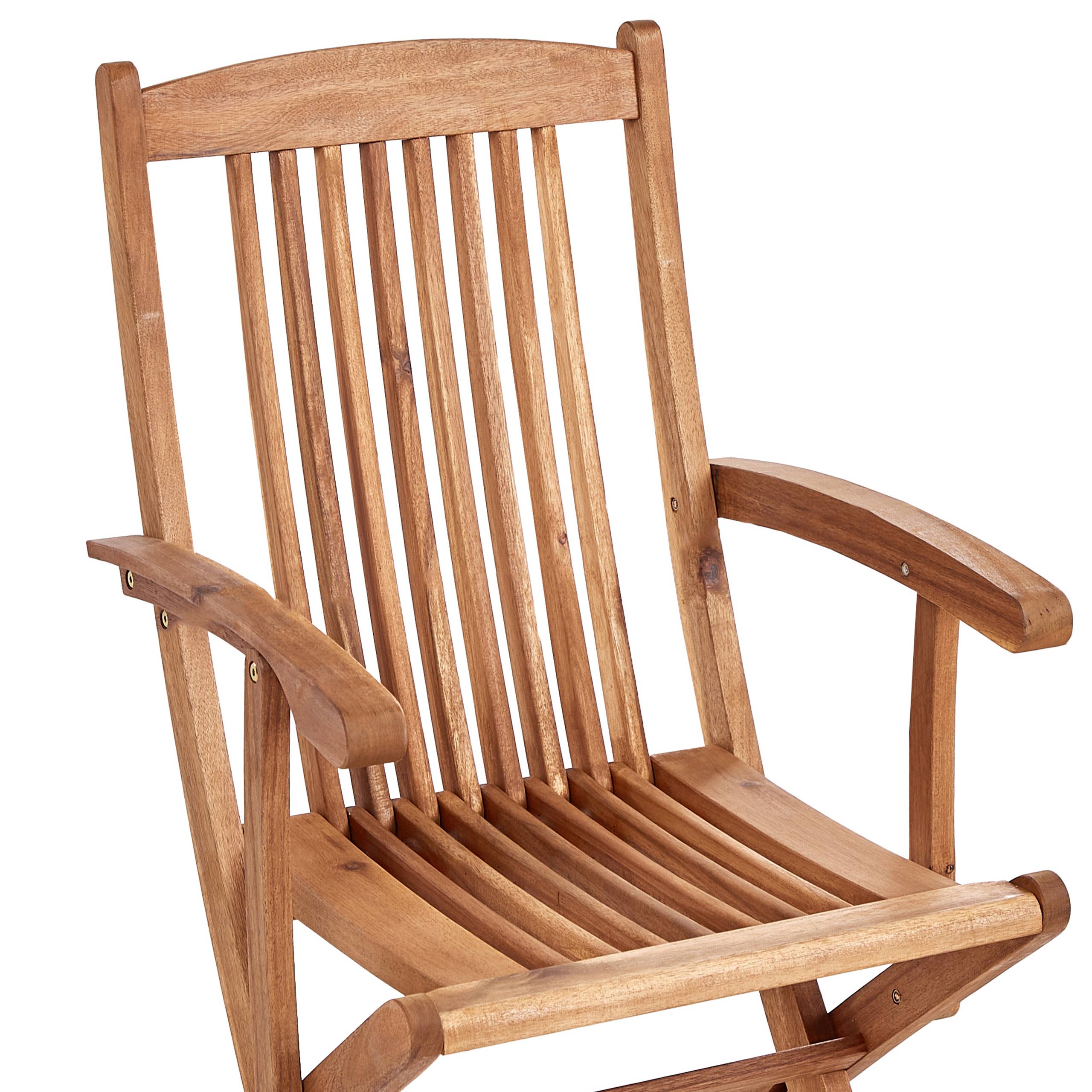 Beliani - Lot de 2 Chaises de Jardin en Bois avec Coussins Rayés Bleu Pliantes Salle à Manger Extérieur Style Rustique - Imagen 8