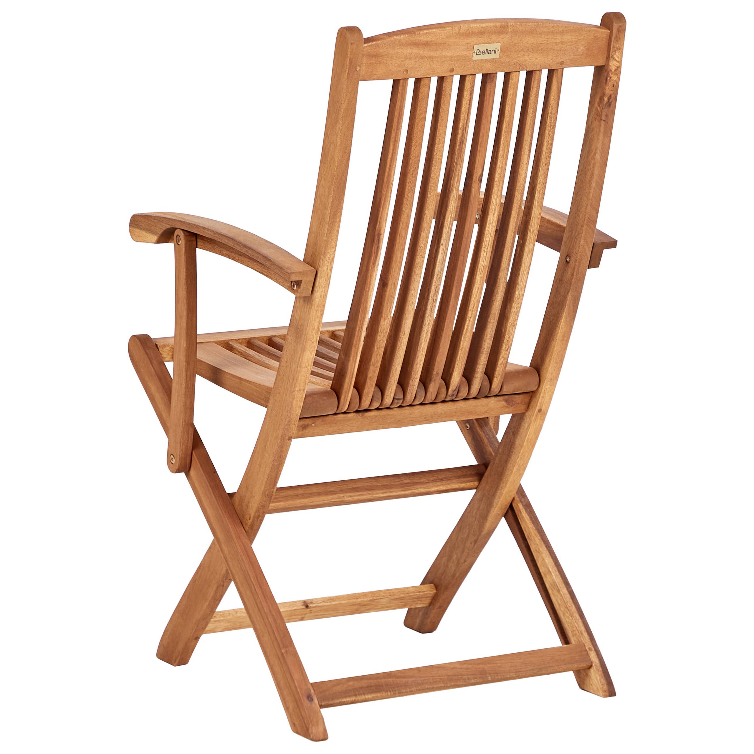 Beliani - Lot de 2 Chaises de Jardin en Bois avec Coussins Rayés Bleu Pliantes Salle à Manger Extérieur Style Rustique - Imagen 7