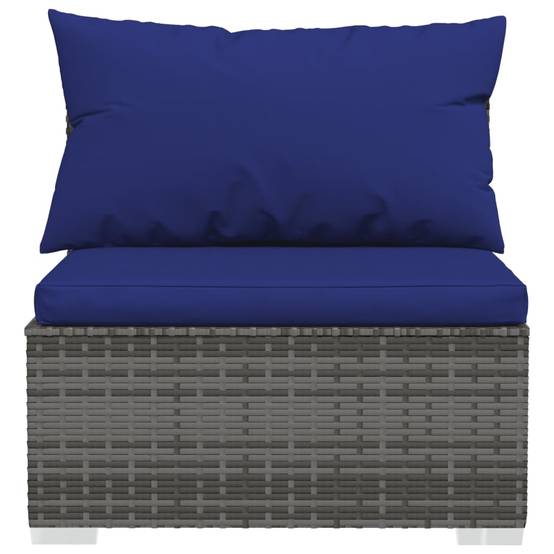 Helloshop26 - Salon de jardin meuble d'extérieur ensemble de mobilier 4 pièces avec coussins résine tressée gris - Imagen 5