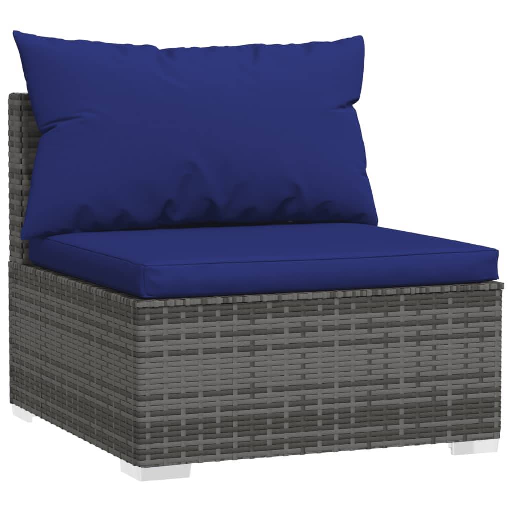 Helloshop26 - Salon de jardin meuble d'extérieur ensemble de mobilier 4 pièces avec coussins résine tressée gris - Imagen 4