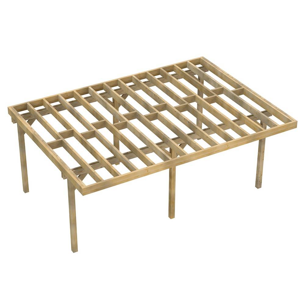 Structure Terrasse Bois Pilotis Autoportée en Kit - 6x4,20m - Solives + Poteaux - Sapin Traité Autoclave - Image 1