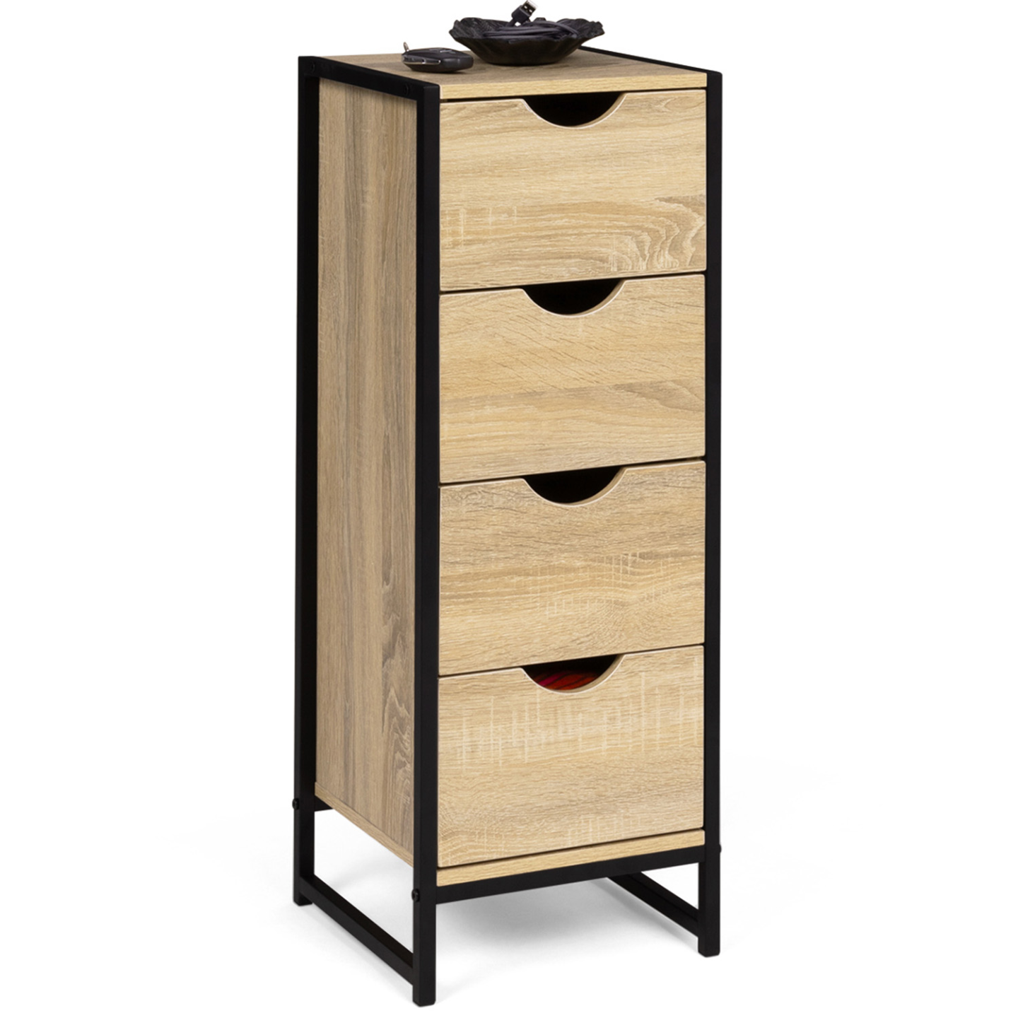 Meuble d'appoint 4 tiroirs DETROIT 30 cm chiffonnier pour entrée salle de bain design industriel - Image 2