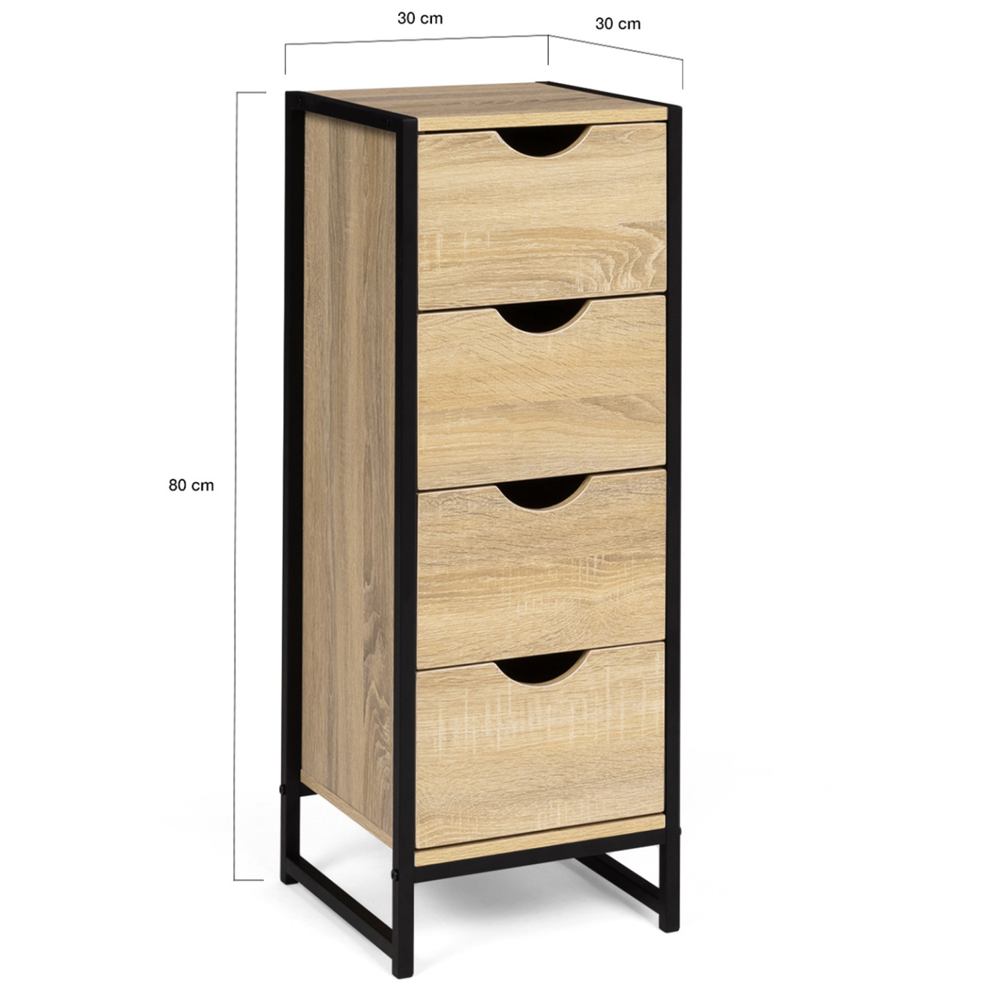 Meuble d'appoint 4 tiroirs DETROIT 30 cm chiffonnier pour entrée salle de bain design industriel - Image 5