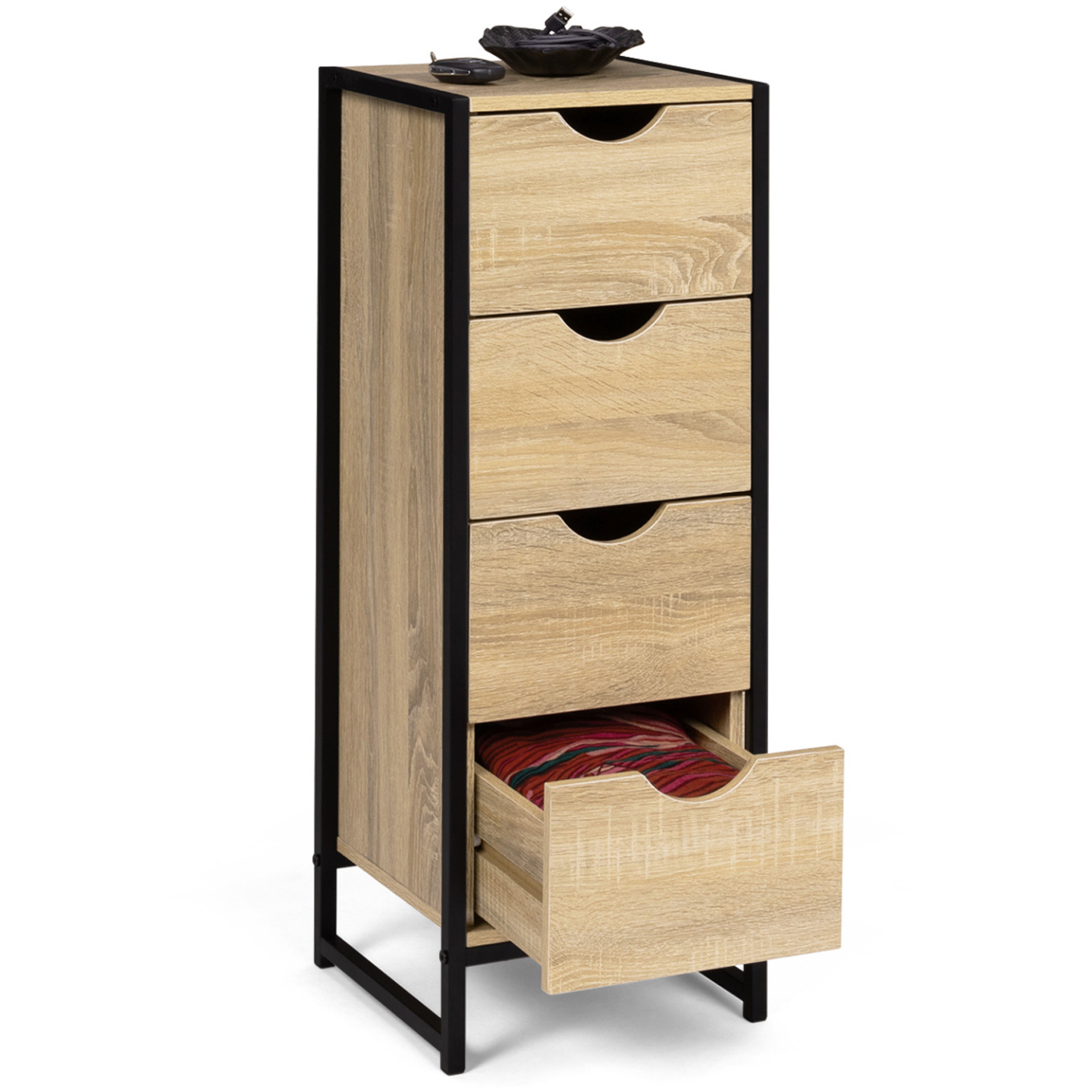 Meuble d'appoint 4 tiroirs DETROIT 30 cm chiffonnier pour entrée salle de bain design industriel - Image 4