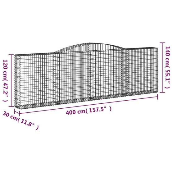 Vidaxl - Paniers à gabions arqués 8 pcs 400x30x120/140 cm Fer galvanisé vidaXL 3146885 - Image 3