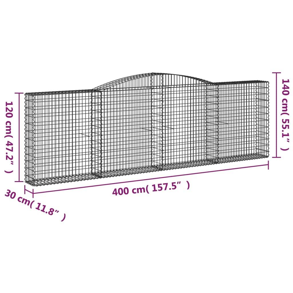 Vidaxl - Paniers à gabions arqués 8 pcs 400x30x120/140 cm Fer galvanisé vidaXL 3146885 - Image 3