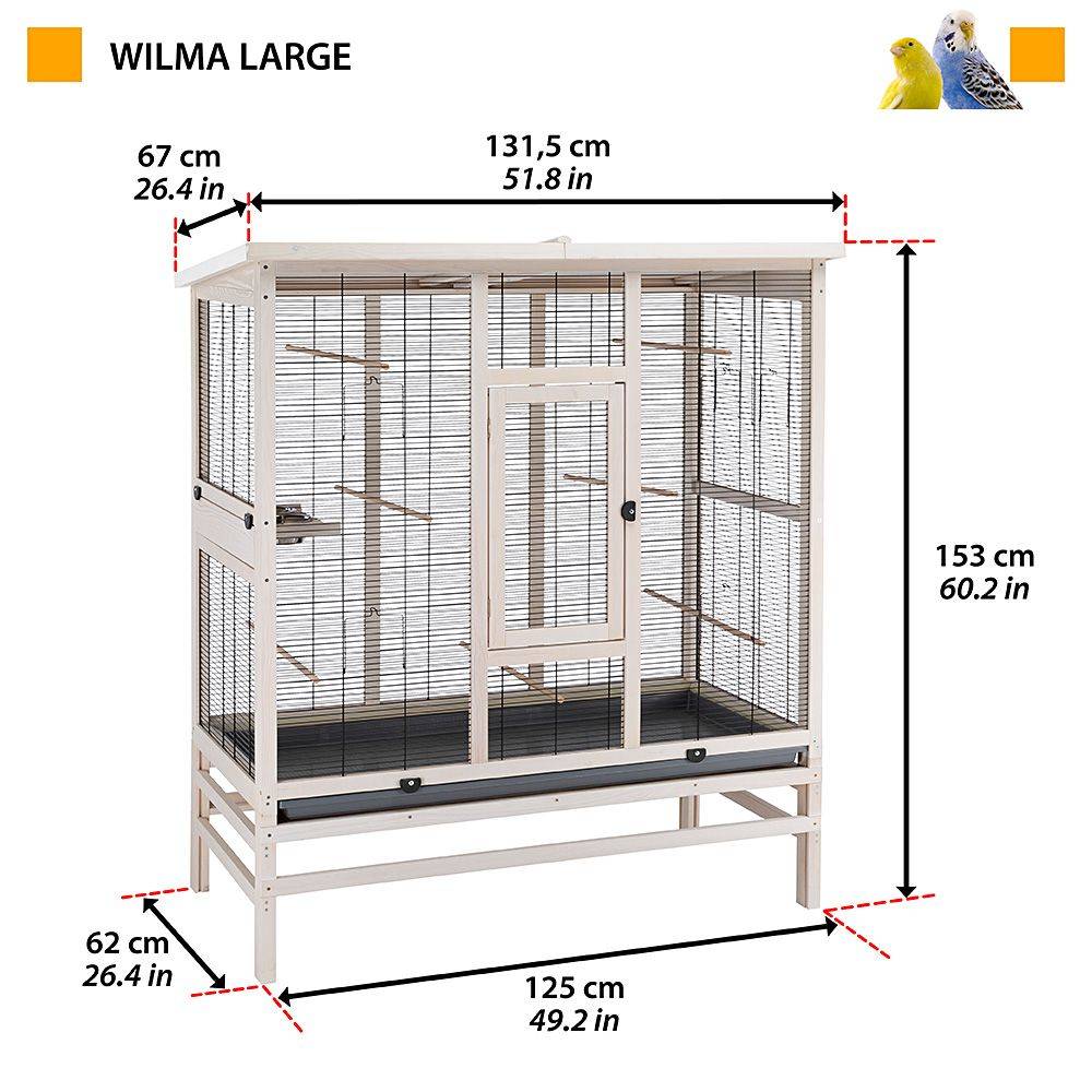 Ferplast - Volière pour Oiseaux en Bois FSC WILMA LARGE, Cage pour Canaris Perruches, Accessoires inclus - Imagen 2