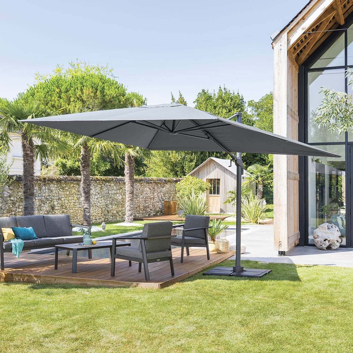 Hesperide - Parasol déporté rectangulaire inclinable "Elea" ardoise 4x3m en aluminium Hespéride - Imagen 6