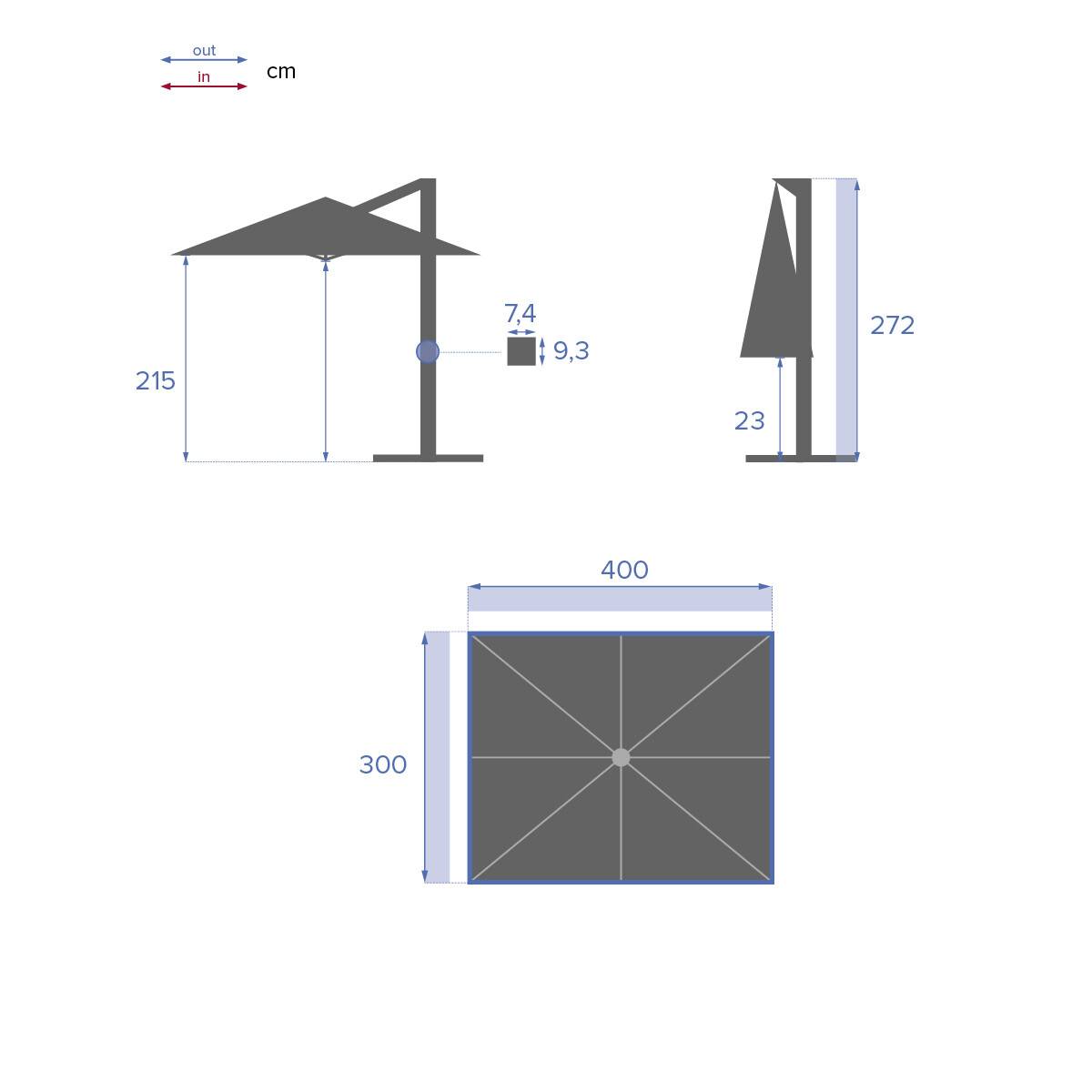 Hesperide - Parasol déporté rectangulaire inclinable "Elea" ardoise 4x3m en aluminium Hespéride - Imagen 8