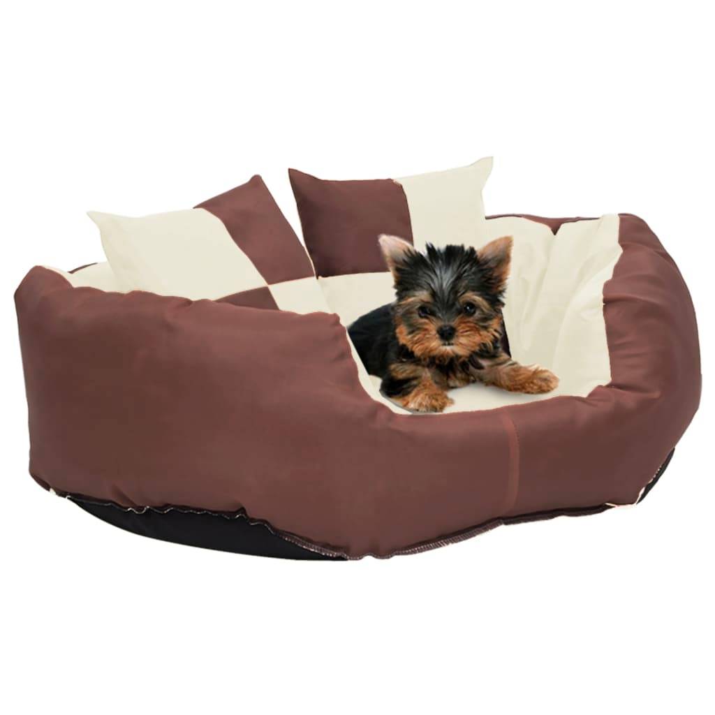 Vidaxl - Coussin réversible lavable de chien Marron et crème 65x50x20 cm vidaXL 171211 - Imagen 1
