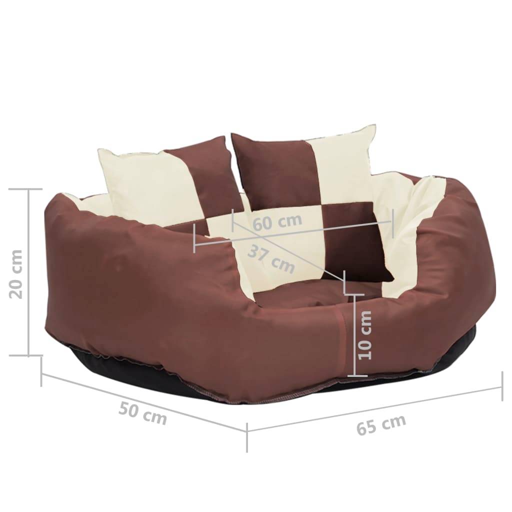 Vidaxl - Coussin réversible lavable de chien Marron et crème 65x50x20 cm vidaXL 171211 - Imagen 3