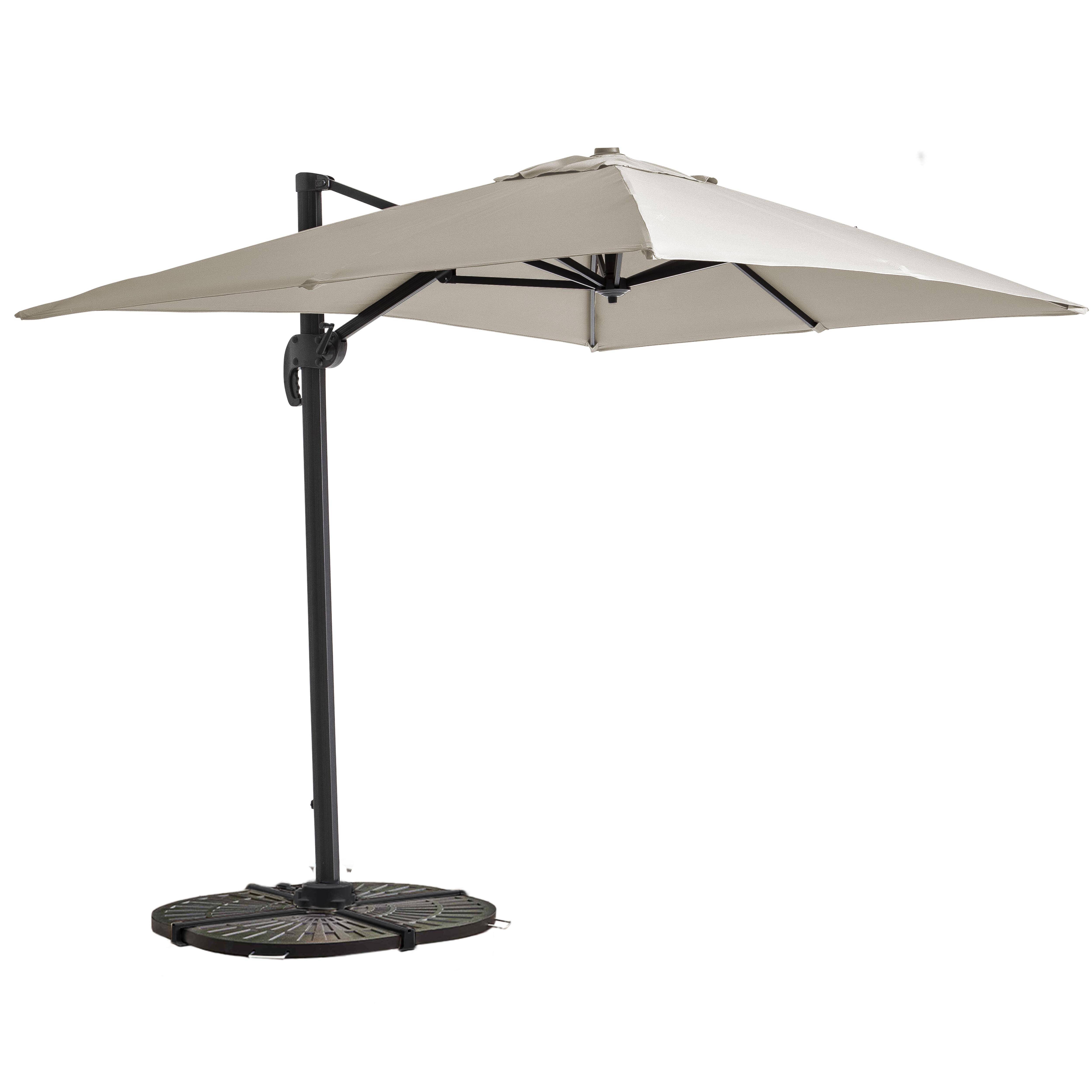 Oviala - Parasol déporté inclinable et rotatif 2x3 m et 4 dalles lestées blanc Amalya - Oviala - Imagen 1