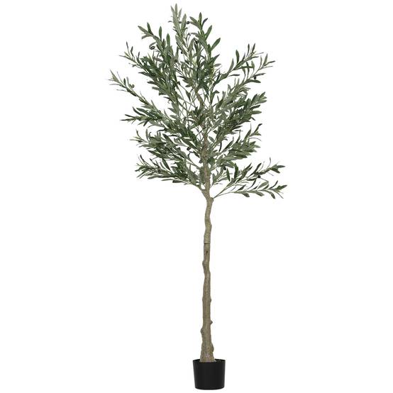 Olivier artificiel, 180 cm de haut, faux arbre avec 900 feuilles et 40 olives, pot inclus - Image 2