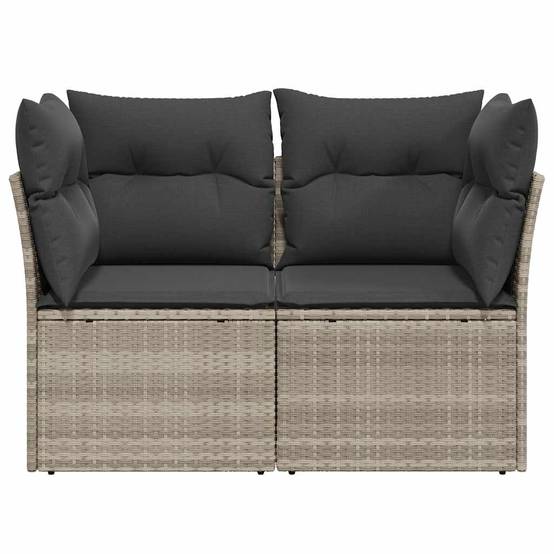 Canapé de jardin | Canapé D'extérieur | Sofa De Jardin 2 places et coussins gris clair résine tressée Maison Chic - Image 4