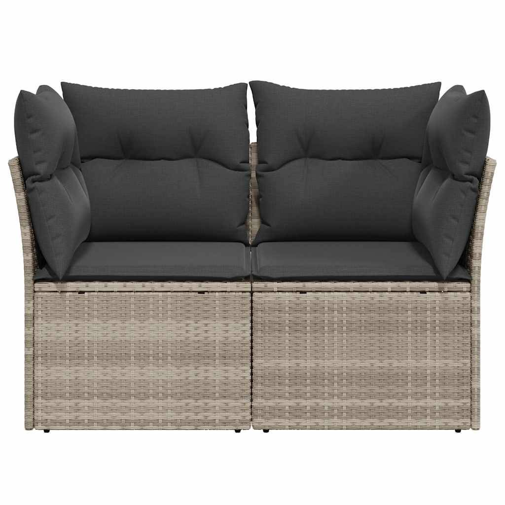 Canapé de jardin | Canapé D'extérieur | Sofa De Jardin 2 places et coussins gris clair résine tressée Maison Chic - Image 4