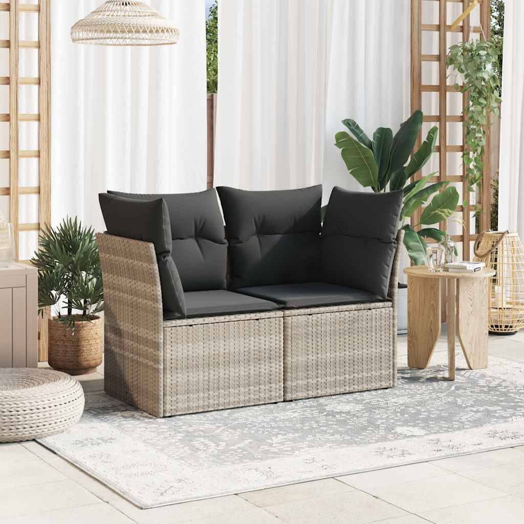 Canapé de jardin | Canapé D'extérieur | Sofa De Jardin 2 places et coussins gris clair résine tressée Maison Chic - Image 3