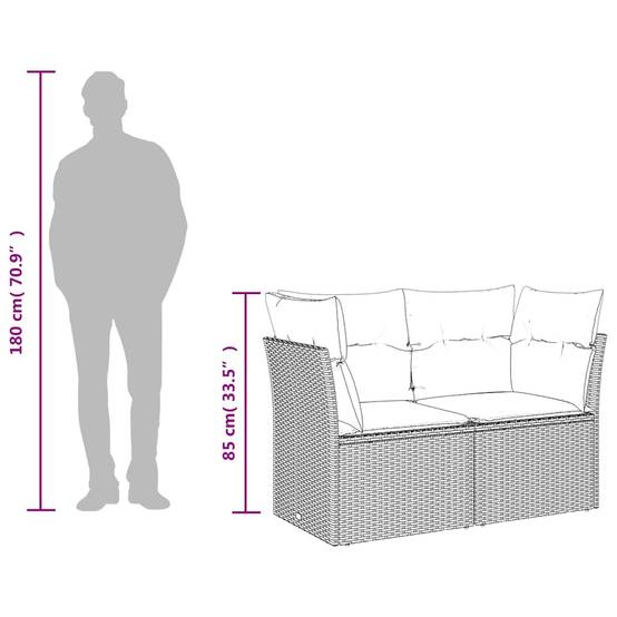 Canapé de jardin | Canapé D'extérieur | Sofa De Jardin 2 places et coussins gris clair résine tressée Maison Chic - Image 8