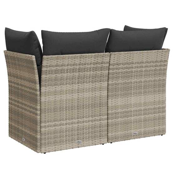 Canapé de jardin | Canapé D'extérieur | Sofa De Jardin 2 places et coussins gris clair résine tressée Maison Chic - Image 6