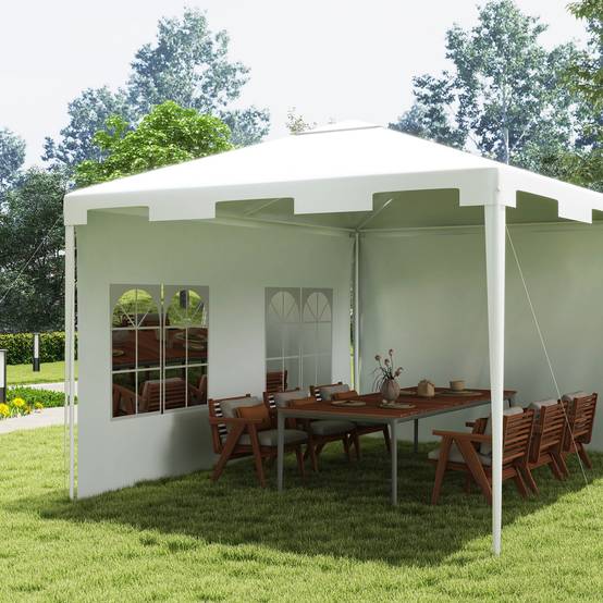 ComfortXL - Tonnelle de Jardin Acier 4x3 m Barnum Démontable avec 2 Parois Latérales Blanc - ComfortXL Outdoor Living - Image 9