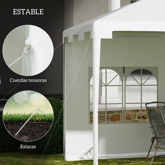 ComfortXL - Tonnelle de Jardin Acier 4x3 m Barnum Démontable avec 2 Parois Latérales Blanc - ComfortXL Outdoor Living - Image 8