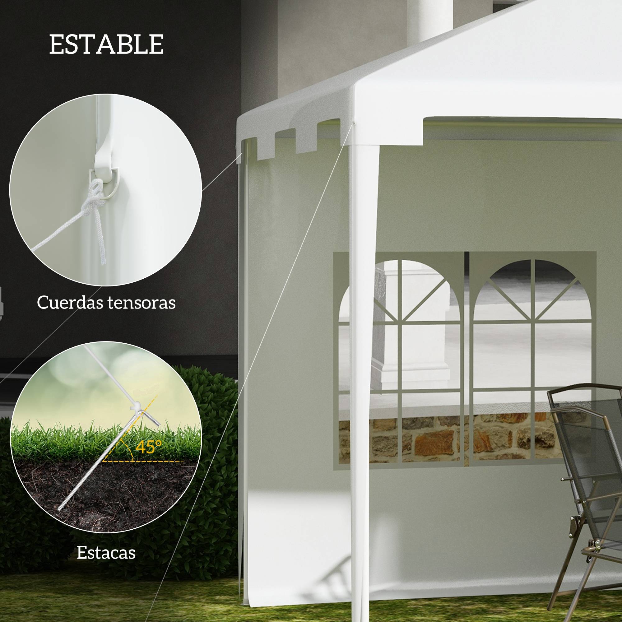 ComfortXL - Tonnelle de Jardin Acier 4x3 m Barnum Démontable avec 2 Parois Latérales Blanc - ComfortXL Outdoor Living - Image 8