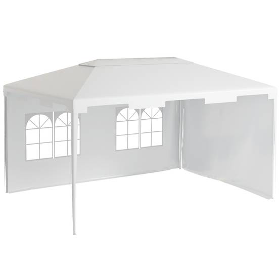 ComfortXL - Tonnelle de Jardin Acier 4x3 m Barnum Démontable avec 2 Parois Latérales Blanc - ComfortXL Outdoor Living - Image 1