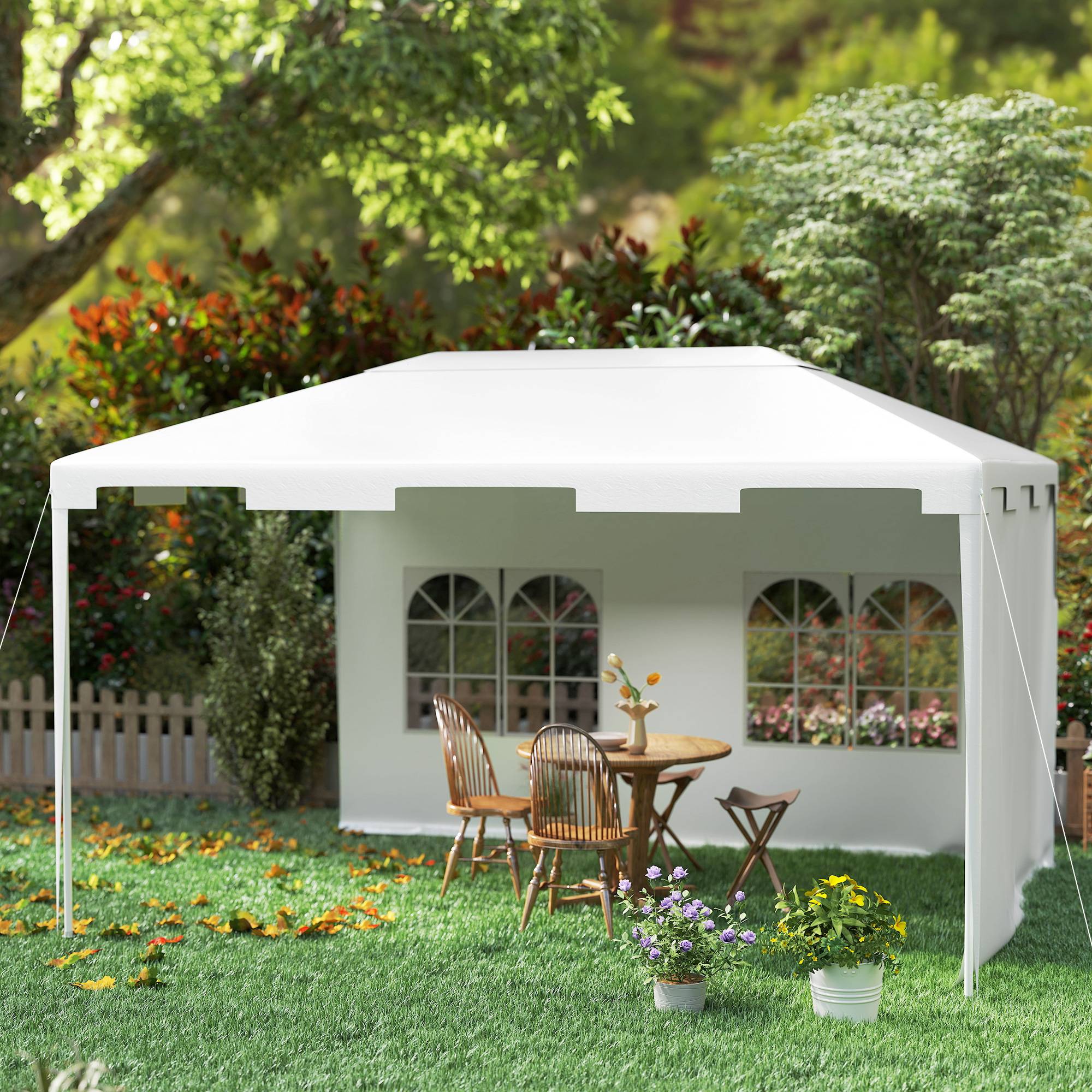 ComfortXL - Tonnelle de Jardin Acier 4x3 m Barnum Démontable avec 2 Parois Latérales Blanc - ComfortXL Outdoor Living - Image 10