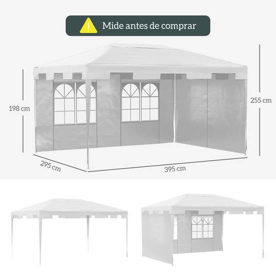 ComfortXL - Tonnelle de Jardin Acier 4x3 m Barnum Démontable avec 2 Parois Latérales Blanc - ComfortXL Outdoor Living - Image 5