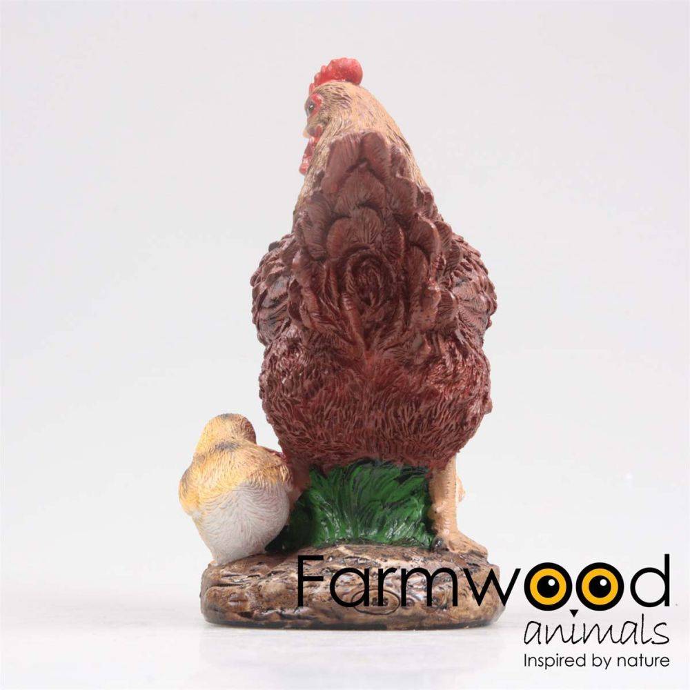 Farmwood Animals - Poule avec poussins en résine 15 x 11 x 20 cm - Imagen 3