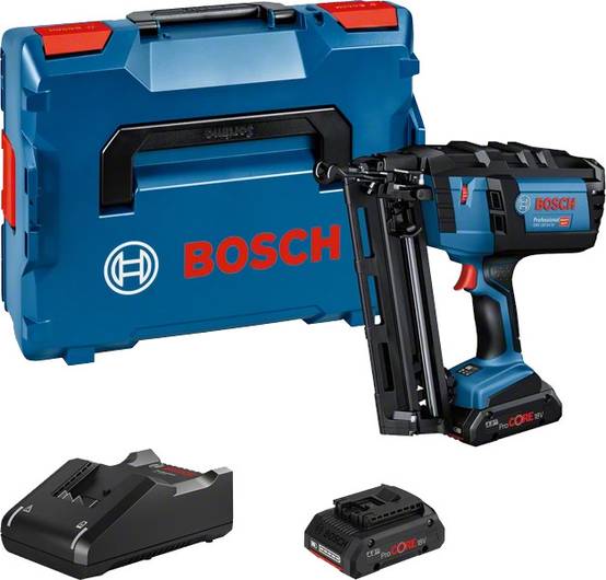 Bosch - Cloueur bois 18V GNH 18V-64 M Professional mode rafale + 2 batteries ProCORE 4 Ah + chargeur + coffret L-BOXX - BOSCH - 0601481003 - Image 1