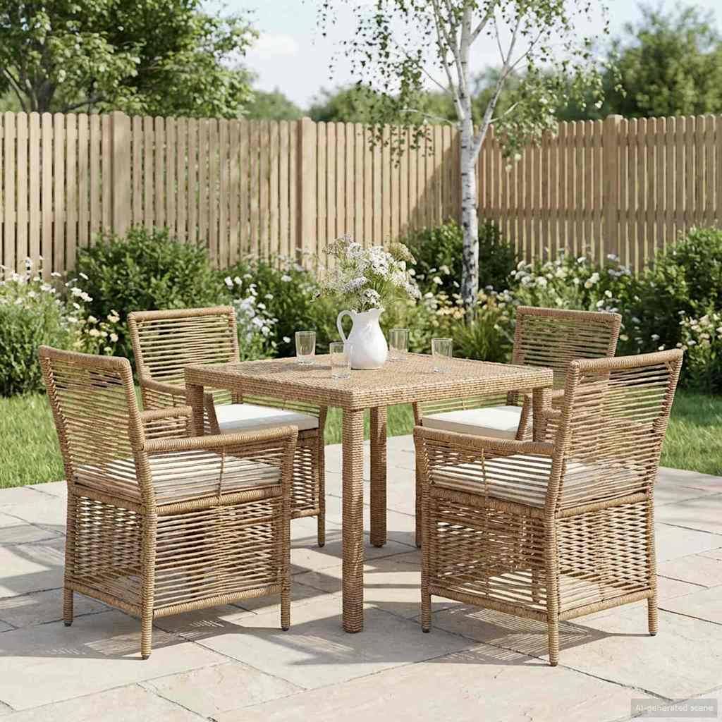 Chaises de jardin polyrotin beige et crème 61 x 58 x 83 cm, Poids:25.2kg - PANGIVO