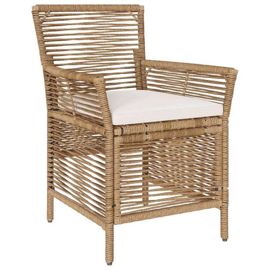 Chaises de jardin polyrotin beige et crème 61 x 58 x 83 cm, Poids:25.2kg - PANGIVO - Image 3
