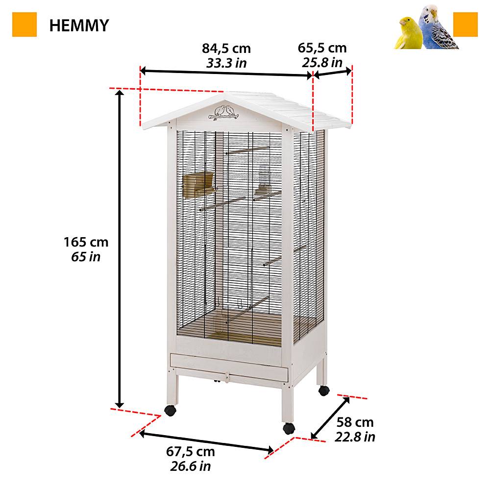 Ferplast - Ferplast Volière Cage à Oiseaux HEMMY Cage pour Oiseaux, Canaris, Pinsons, Perruches Ondulées, Inséparables, en Bois, Accessoires inclus Mangeoires - Imagen 2