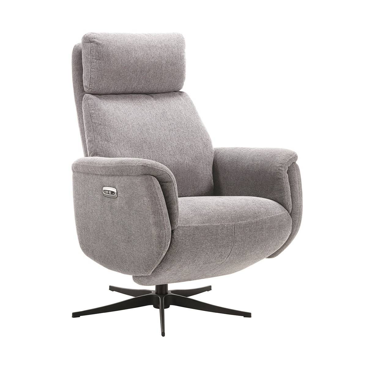 Fauteuil Relax Electrique Tissu Gris Clair Chiné - SINTRA - Image 1