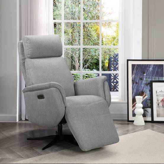 Fauteuil Relax Electrique Tissu Gris Clair Chiné - SINTRA - Image 6