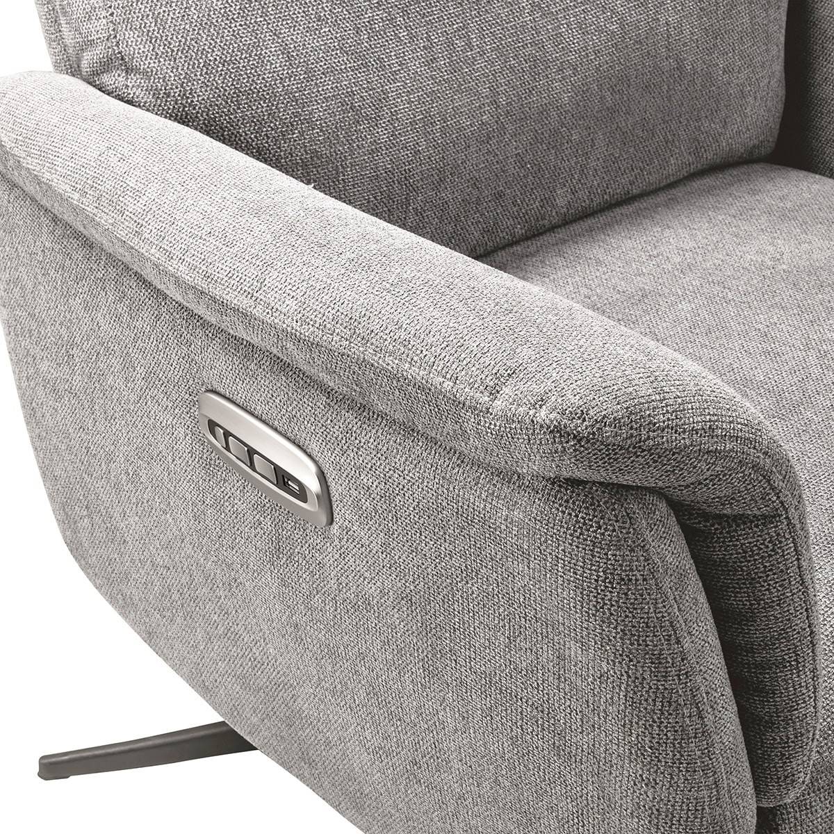 Fauteuil Relax Electrique Tissu Gris Clair Chiné - SINTRA - Image 5