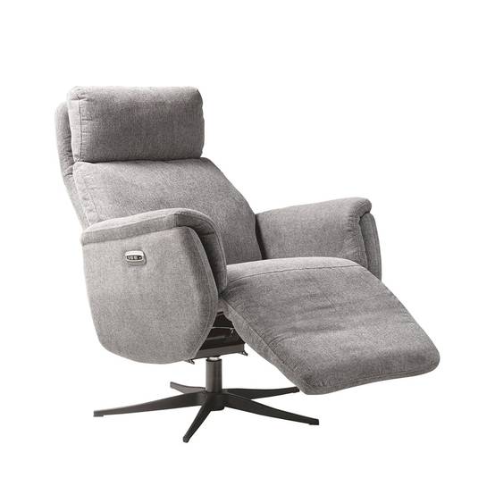 Fauteuil Relax Electrique Tissu Gris Clair Chiné - SINTRA - Image 3