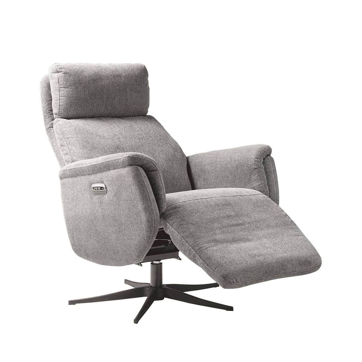 Fauteuil Relax Electrique Tissu Gris Clair Chiné - SINTRA - Image 3