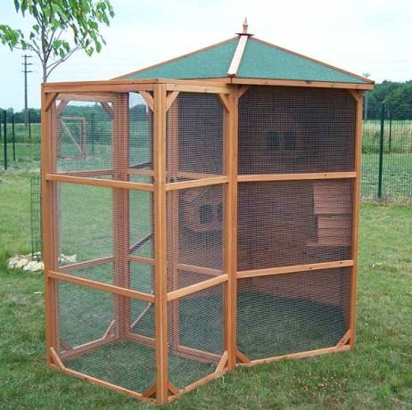 Volière à oiseaux Conure hexagonale en bois avec sas d'entrée - Imagen 2