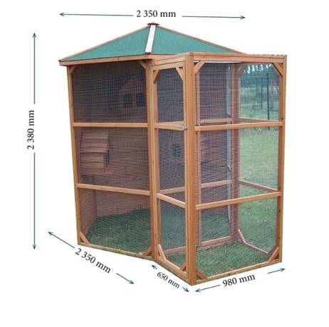 Volière à oiseaux Conure hexagonale en bois avec sas d'entrée - Imagen 5