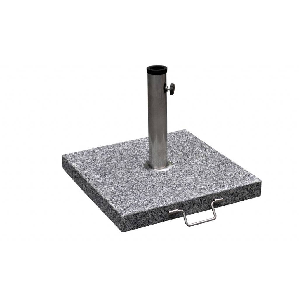 Helloshop26 - Pied de parasol en granit poli 30 kg avec roues + poignée 38 à 48 mm gris - Imagen 1