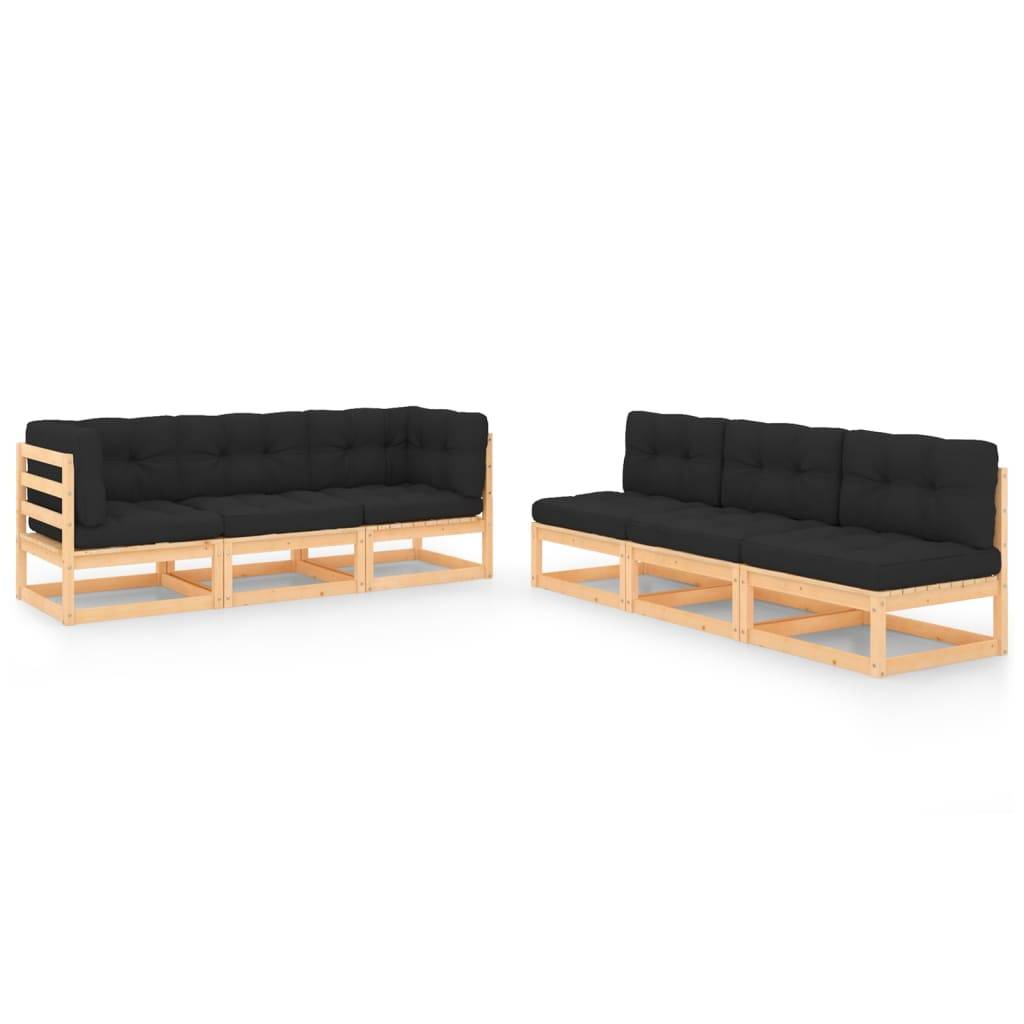 Helloshop26 - Salon de jardin meuble d'extérieur ensemble de mobilier 6 pièces avec coussins bois de pin massif - Imagen 1