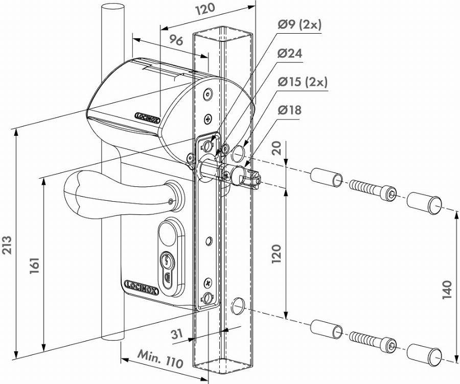 Serrure à codes électronique LOCINOX pour portail battant - LOKQ4040Y2L ZILV VCAC - Imagen 5