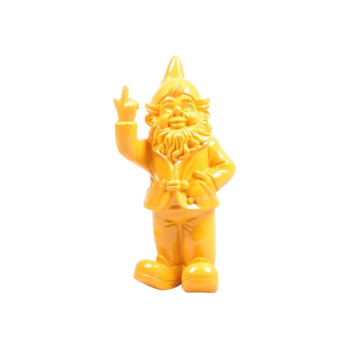Stoobz - Nain de jardin en résine doigt d'honneur 7 x 8 x 20 cm Jaune